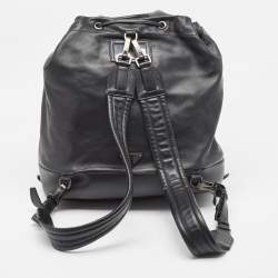 Prada Black Soft Leather Drawstring Backpack
