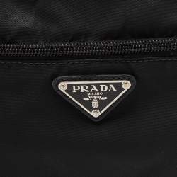 Prada Black Nylon and Saffiano Leather Zip Pouch