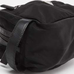 Prada Black Nylon and Saffiano Leather Zip Pouch