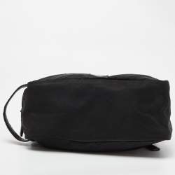 Prada Black Nylon and Saffiano Leather Zip Pouch