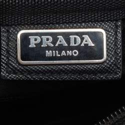 Prada Black Nylon and Saffiano Leather Zip Pouch