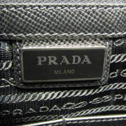 Prada Nero Saffiano Cuir Leather Messenger Bag