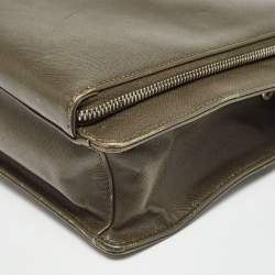 Prada Olive Green Saffiano Lux Leather Front Pocket Briefcase Bag