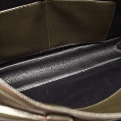 Prada Olive Green Saffiano Lux Leather Front Pocket Briefcase Bag