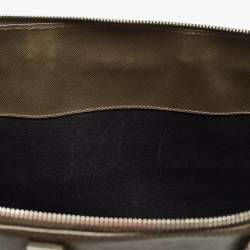 Prada Olive Green Saffiano Lux Leather Front Pocket Briefcase Bag