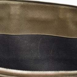 Prada Olive Green Saffiano Lux Leather Front Pocket Briefcase Bag