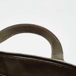 Prada Olive Green Saffiano Lux Leather Front Pocket Briefcase Bag