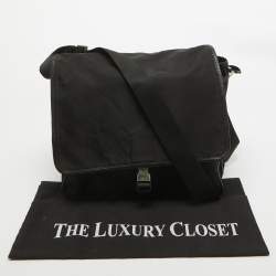 Prada Black Nylon and Leather Messenger Bag