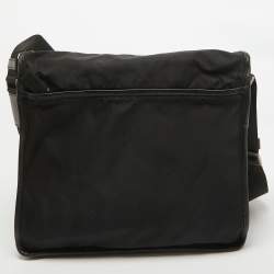 Prada Black Nylon and Leather Messenger Bag