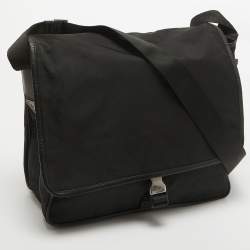 Prada Black Nylon and Leather Messenger Bag