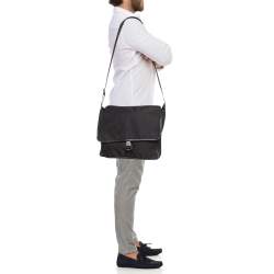 Prada Black Nylon and Leather Messenger Bag