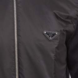 Prada Black Triangle Logo Re-Nylon and Knit Jacket XL