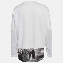 Pre Owned Prada White Graphic Print Cotton Knit Long Sleeve T-Shirt M