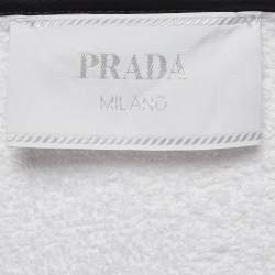 Prada White Terry Enameled Metal Logo Hoodie Jacket XL