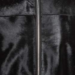 Prada Black Fur & Leather Insulated Biker Zip-Up Jacket XL