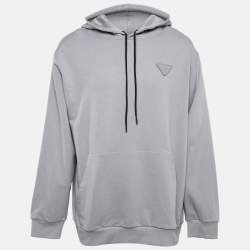 مملوكة مسبقًا Prada Grey Printed Cotton Knit Hoodie Jacket M