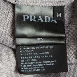 مملوكة مسبقًا Prada Grey Printed Cotton Knit Hoodie Jacket M