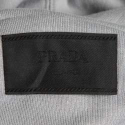 مملوكة مسبقًا Prada Grey Printed Cotton Knit Hoodie Jacket M