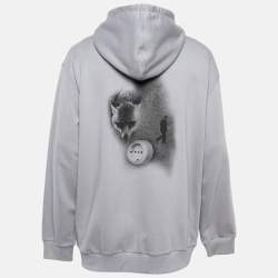 مملوكة مسبقًا Prada Grey Printed Cotton Knit Hoodie Jacket M