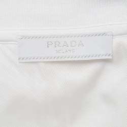 Prada White Triangle Logo Pocket Detail Cotton T-Shirt XL