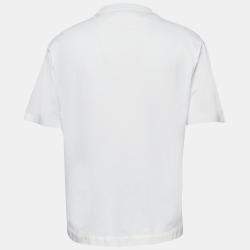 Prada White Triangle Logo Pocket Detail Cotton T-Shirt XL