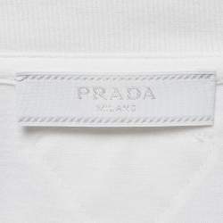Prada White Printed Cotton T-Shirt M