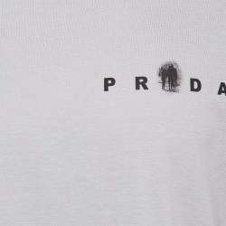 Pre Owned Prada Grey Printed Cotton Jersey T-Shirt L