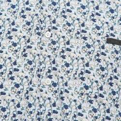 Pre Owned Prada Blue Floral Print Cotton Short Sleeve Shirt L