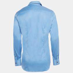 Pre Owned Prada Blue Stretch Cotton Long Sleeve Shirt S