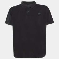 Pre Owned Prada Black Cotton Pique Polo T-Shirt 3XL