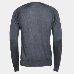 Prada Grey Wool Blend Knit V-Neck Sweater L