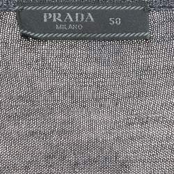 Prada Grey Wool Blend Knit V-Neck Sweater L
