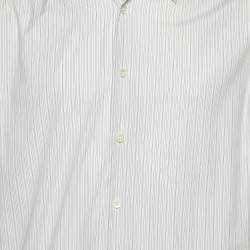 مملوكة مسبقًا Prada White Striped Cotton Long Sleeve Shirt M