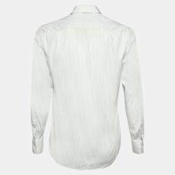 مملوكة مسبقًا Prada White Striped Cotton Long Sleeve Shirt M
