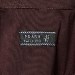 Pre Owned Prada Brown Stretch Cotton Long Sleeve Shirt L
