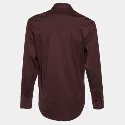 Pre Owned Prada Brown Stretch Cotton Long Sleeve Shirt L