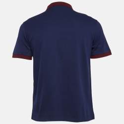 Pre Owned Prada Navy Blue Pique Cotton Polo T-Shirt M