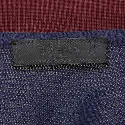 Pre Owned Prada Navy Blue Pique Cotton Polo T-Shirt M