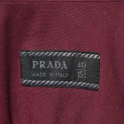 Pre Owned Prada Burgundy Stretch Cotton Long Sleeve Shirt M