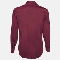 Pre Owned Prada Burgundy Stretch Cotton Long Sleeve Shirt M