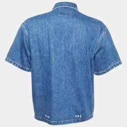 مملوكة مسبقًا Prada Blue Denim Boxy Fit Short Sleeve Shirt S