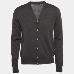 Prada Grey Wool Knit Buttoned Cardigan L