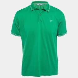 Prada Green Logo Embroidered Cotton Pique Polo T-Shirt L