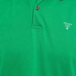 Prada Green Logo Embroidered Cotton Pique Polo T-Shirt L