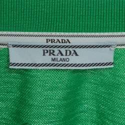 Prada Green Logo Embroidered Cotton Pique Polo T-Shirt L