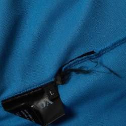 Pre Owned Prada Blue Logo Embroidered Cotton Pique Polo T-Shirt L