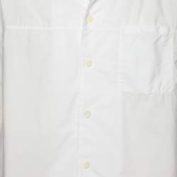Prada White Cotton Contrast Striped Bottom Button Front Shirt M