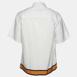 Prada White Cotton Contrast Striped Bottom Button Front Shirt M