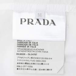 Prada White Cotton Contrast Striped Bottom Button Front Shirt M