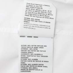 Prada White Cotton Contrast Striped Bottom Button Front Shirt M